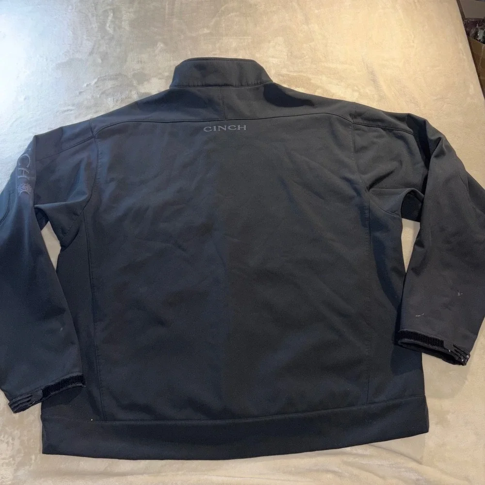 Cinch Mens Black Bonded Softshell Fleece Lined Full Zip Jacket 3XL Logo Cowboy